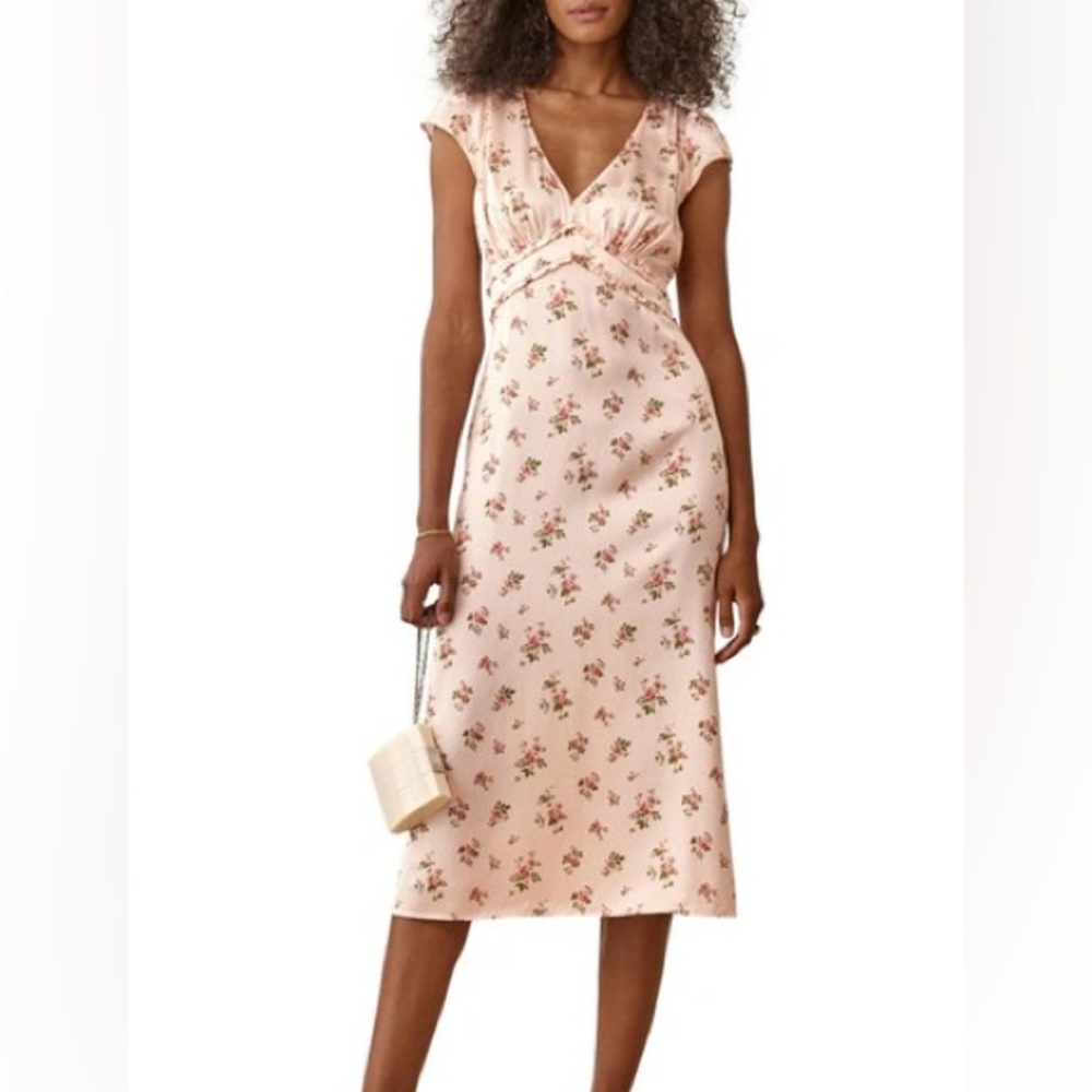 Reformation Kaye Floral Print Silk Midi Dress
